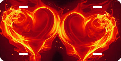 Red Flaming Hearts Auto Tag
