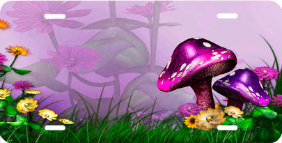 Mushrooms w/Flowers Auto Tag