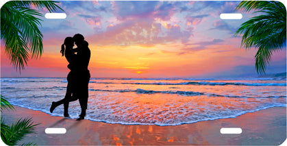 Silhouette Couple on the Beach - Auto Tag