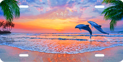 Beach Scene w/Dolphins - Auto Tag