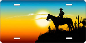 Horse and Rider Silhouette Auto Tag
