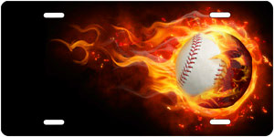 Baseball w/Flames - Auto Tag