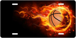 Basketball w/Flames - Auto Tag