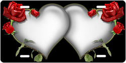 White Double Hearts w/Roses Auto Tag