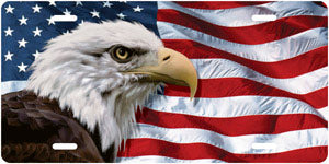 Eagle on American Flag Auto Tag